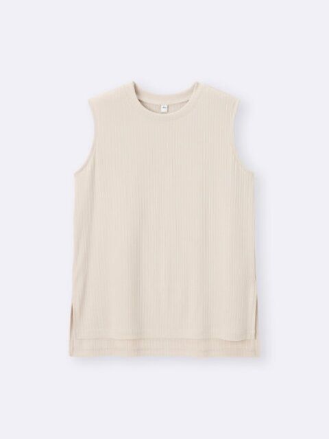 GU リブスリットチュニック（ノースリーブ） NATURAL