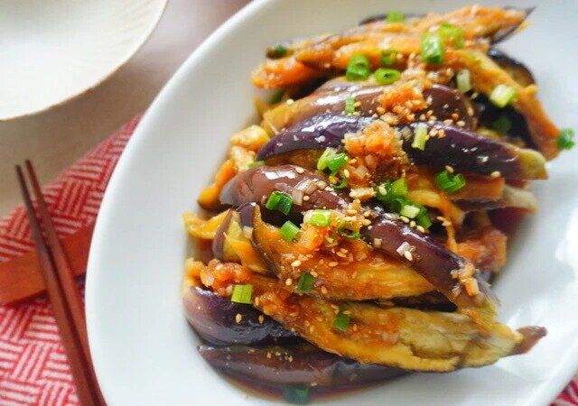 蒸しナスの香味だれ