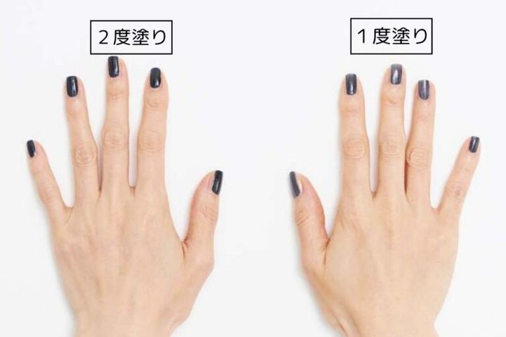 爪先が剝げてきたら3 度塗り、と重ねていくのもおすすめ