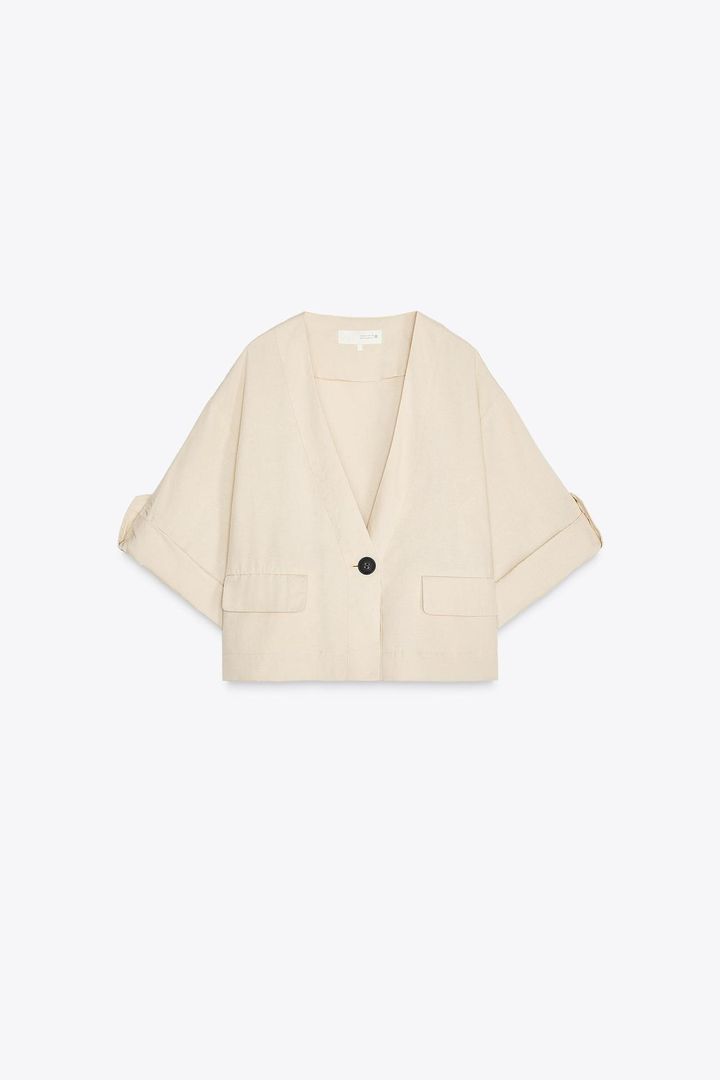 国内発送★ZARA★ロールアップスリーブ*半袖ジャケット ロールアップスリーブジャケット - サンド | ZARA Japan / 日本