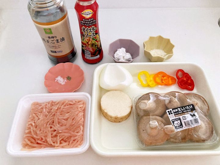 レンチンしいたけ鶏シューマイの材料