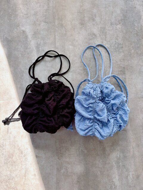 GU シャーリングドローストリングバッグ+E BLACK BLUE