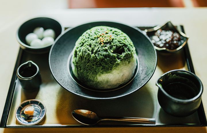 阿左美冷蔵 金崎本店の「古墳kofunスペシャル 濃い抹茶 小豆つぶあん付」