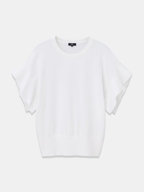 PLSTのコットンアセテートブレンドフレアスリーブセーター