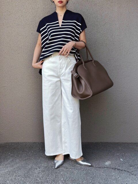 白デニムコーデ1