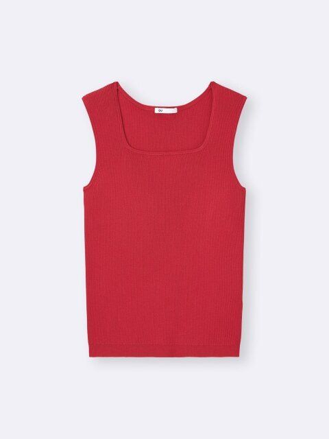 リブニットスクエアネックタンクトップ