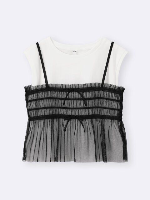 GIRLS2ピースチュールキャミソールセットT