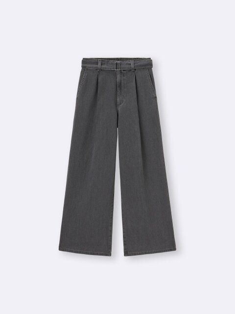 ライトデニムベルテッドワイドパンツ
