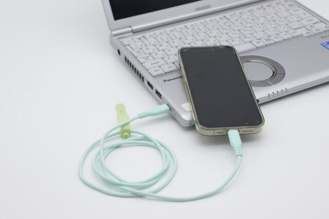 充電・通信C-Cケーブル（留めバンド付、グリーン） 通信対応