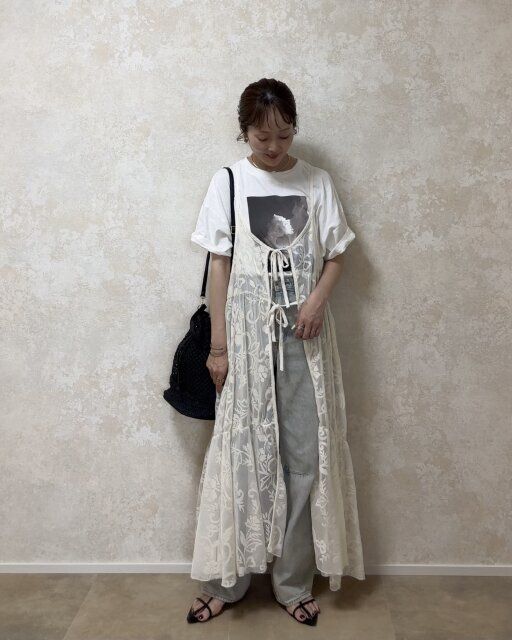 着回しコーデ③レースワンピでトレンドコーデ