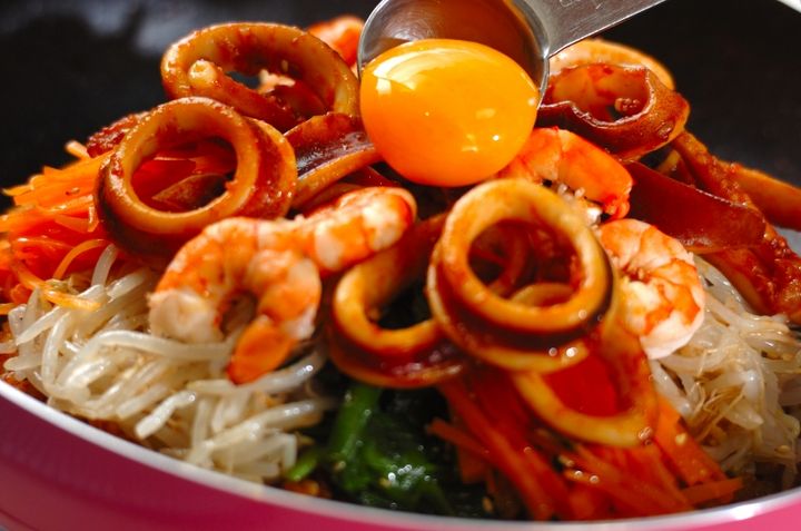 フライパンで海鮮ビビンバの作り方4