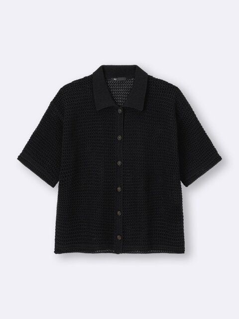 GUの透かし編みニットシャツ