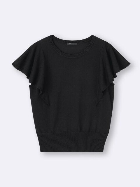 GUのシアーラッフルスリーブセーター