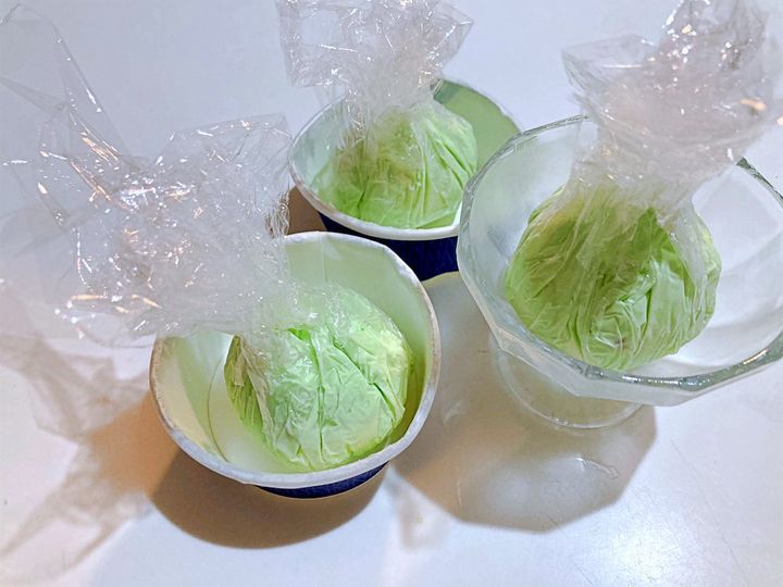 ラップで丸く包んだ再現ポッピングシャワー