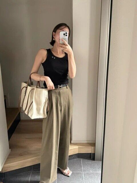 2025夏ユニクロ大人レディースリブタンクトップ着まわしコーデ