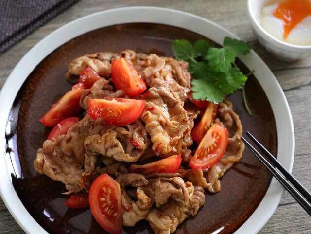 豚肉とトマトの甘辛スタミナ炒め