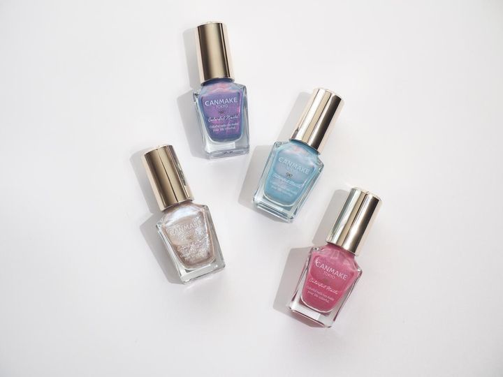 画像: 【CANMAKE（キャンメイク）】「カラフルネイルズ」左から〈N115 シェルフロート〉、〈N116 DJナイト〉、〈N117 カクテルブルー〉、〈N118 ピンクジェニック〉 各¥396（税込）