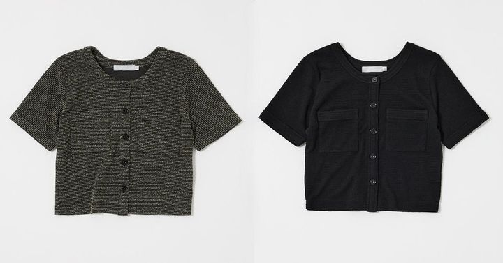 画像: ブークレツイード ハーフスリーブカーディガン（柄ブラック/ブラック）各￥10,450