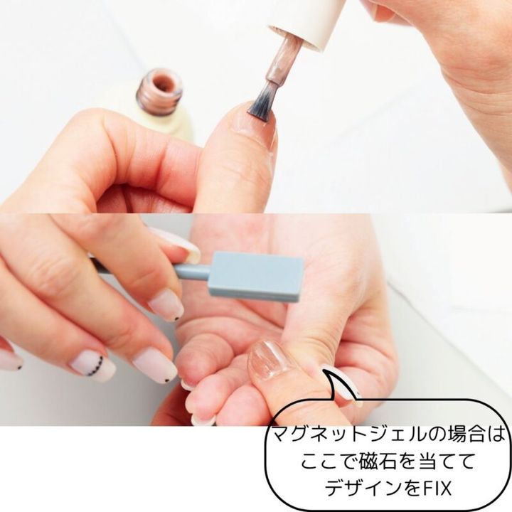 ムラにならないよう、ハケを寝かせながら丁寧にジェルを重ね塗りする。