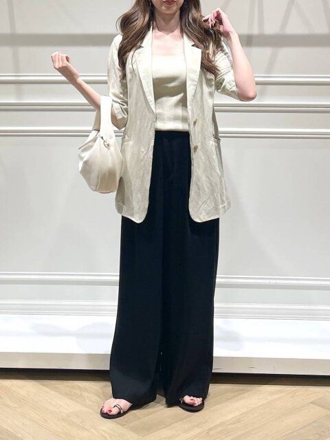 黒ワイドパンツコーデ3