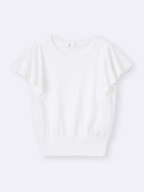 GUのシアーラッフルスリーブセーター