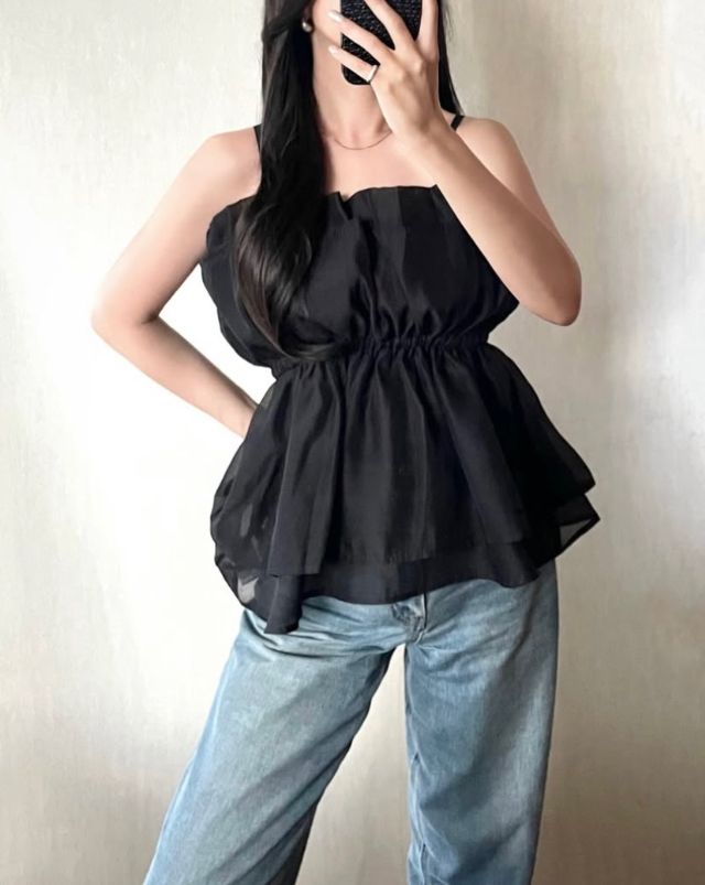 シアー重ねフリルキャミソール