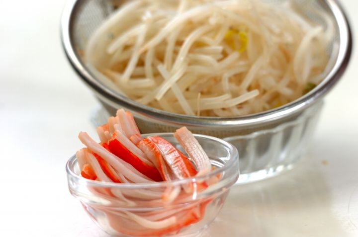 モヤシの酢みそがけの下準備1