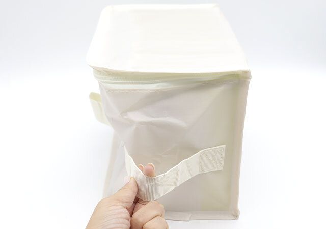 ダイソー シアー収納袋 引き手 側面