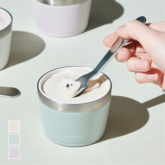 ステンレスミニアイスカップ＆アルミアイスクリームスプーンセット｜KEYUCA