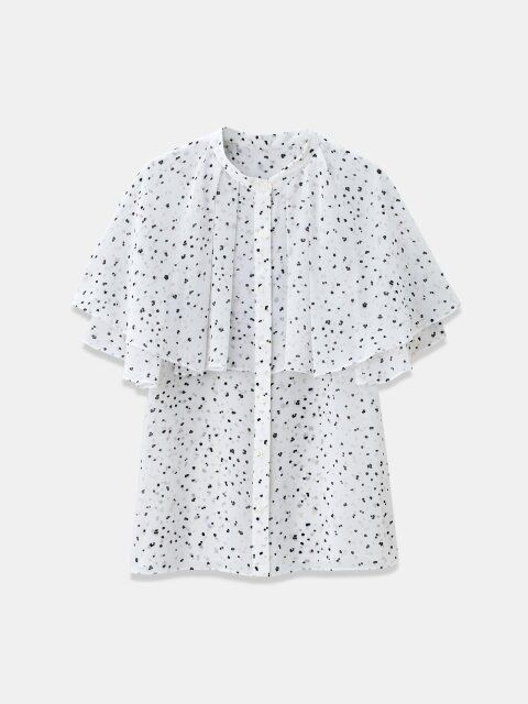 PLSTのペイントドットケープブラウス