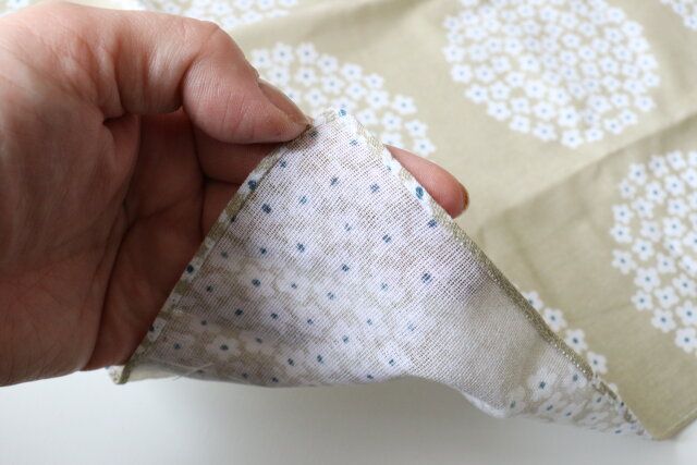 手ぬぐい風タオル北欧風フラワーサークル柄 縫製