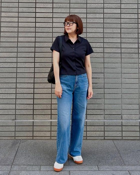 UNIQLOのブラックの「ミニポロシャツ半袖」