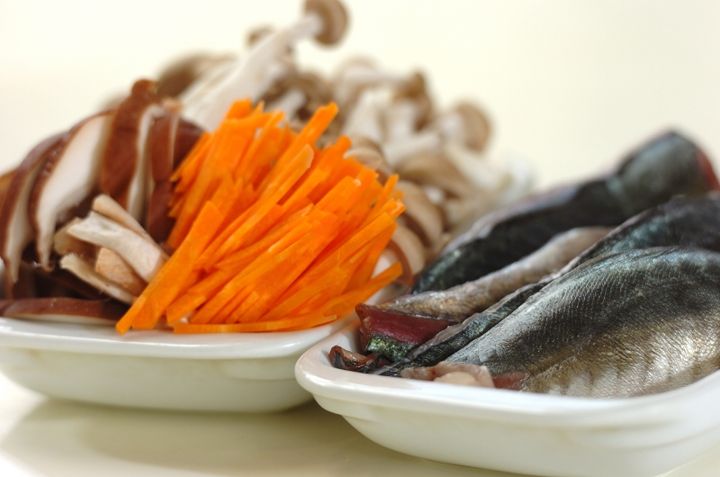 アジの青じそドレッシング和えの下準備1