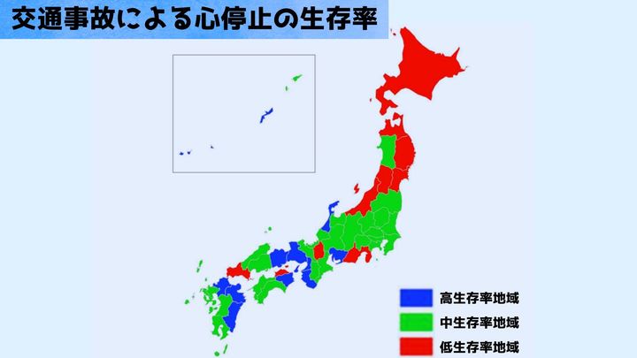 交通事故による心停止の生存率に最大で10倍もの国内地域差があると判明