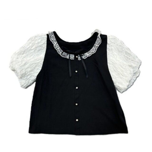 しまむらの袖異素材切り替えブラウス