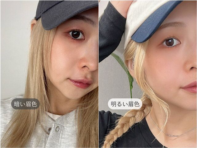 暗い眉色 明るい眉色 比較