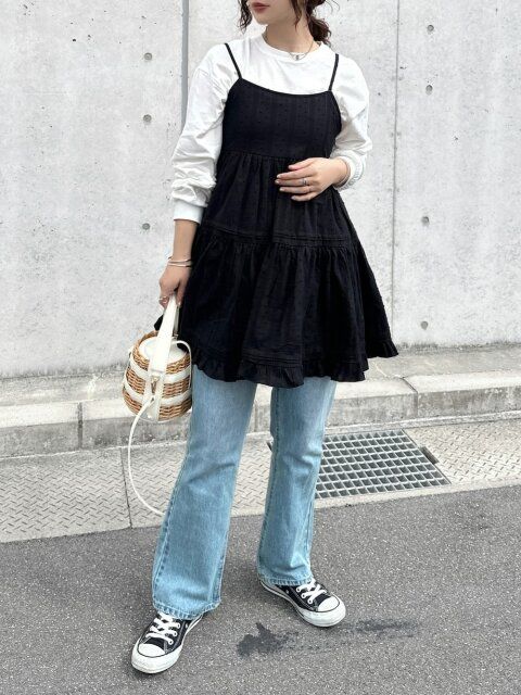 黒キャミワンピースコーデ5