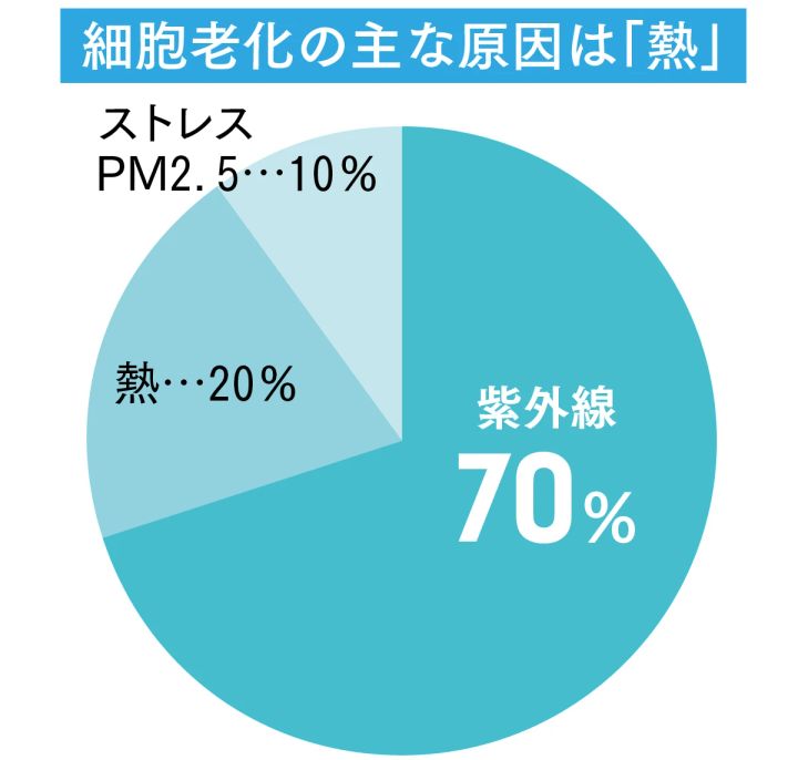 夏、肌温度が40°Cになると肌は老ける