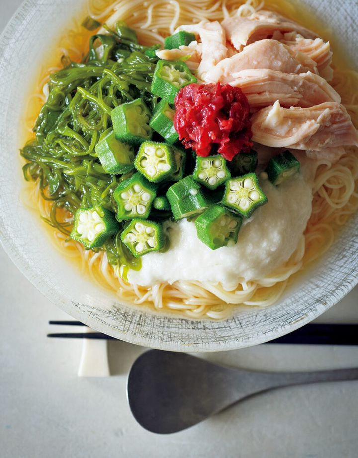 【夏バテ防止】 長いもと梅で胃腸を元気に 「ネバネバ梅そうめん」