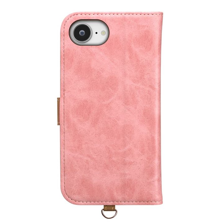 iPhone 16e 用 フリップカバー（PUレザー ダスティピンク）裏