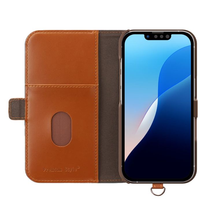 iPhone 16e 用 フリップカバー（PUレザー ブルー）内側