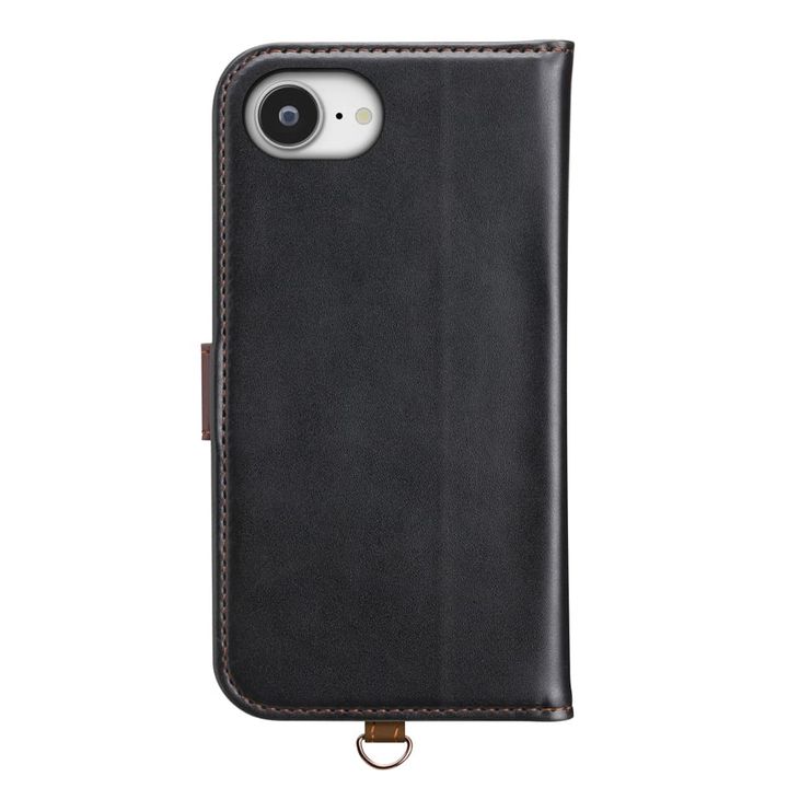 iPhone 16e 用 フリップカバー（PUレザー ブラック）裏