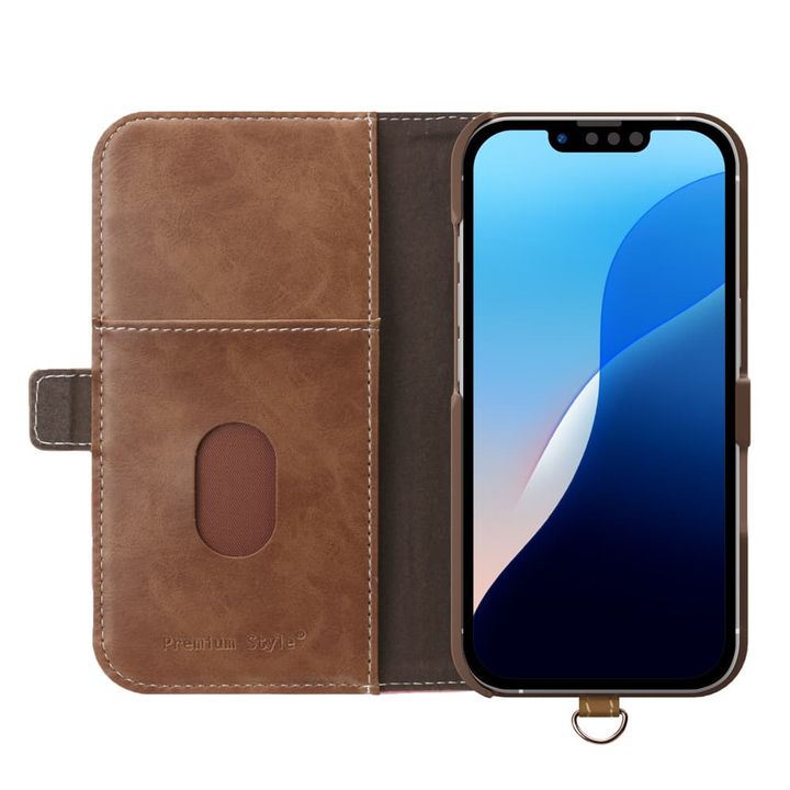 iPhone 16e 用 フリップカバー（PUレザー ダスティピンク）内側