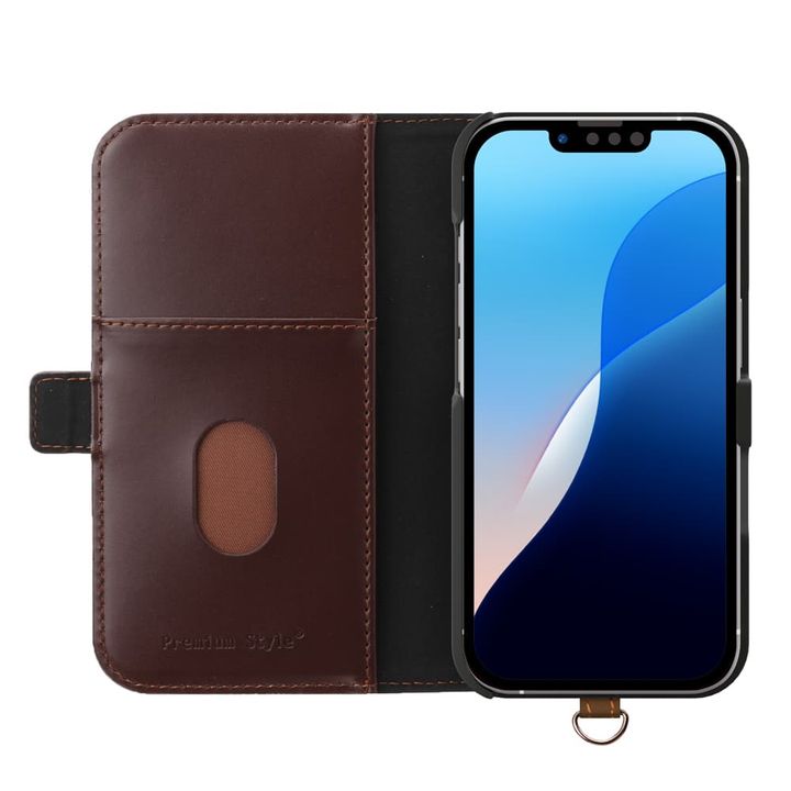 iPhone 16e 用 フリップカバー（PUレザー ブラック）内側