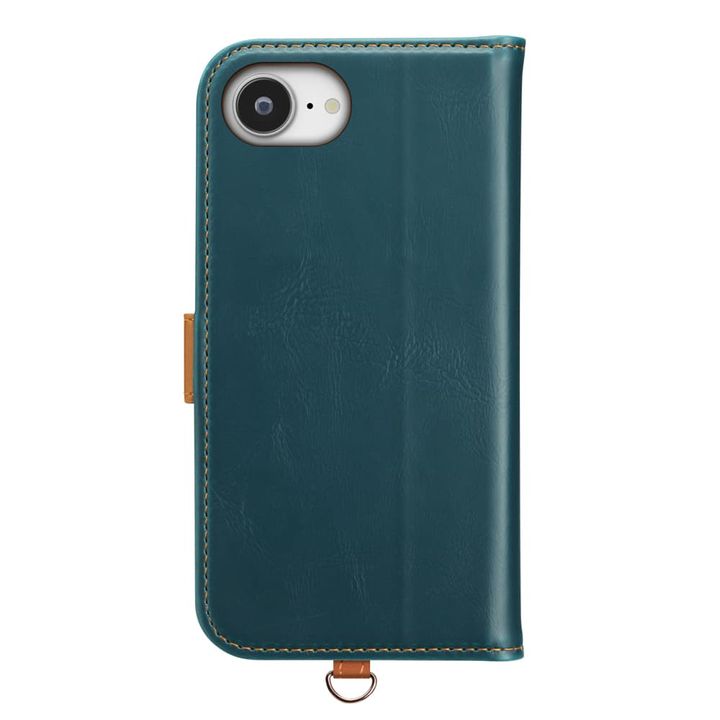 iPhone 16e 用 フリップカバー（PUレザー ブルー）裏