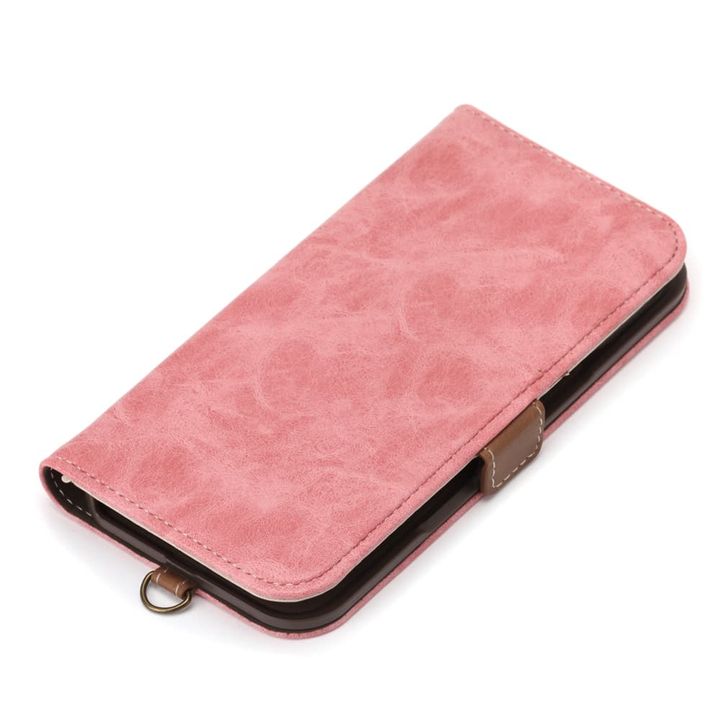 iPhone 16e 用 フリップカバー（PUレザー ダスティピンク）