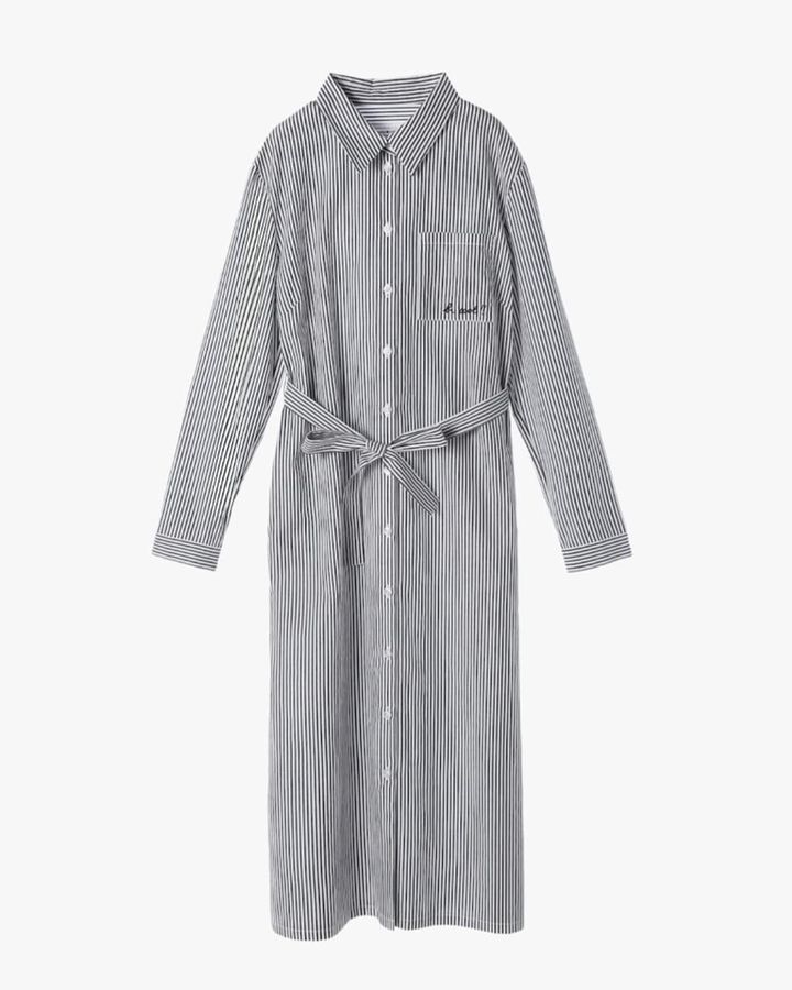 画像: To b. by agnes b.× green label relaxing コットン 刺繍 ストライプ シャツドレス 