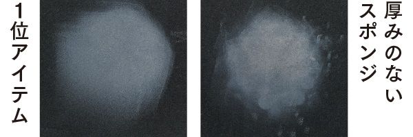 【左】1位アイテム 【右】厚みのないスポンジ