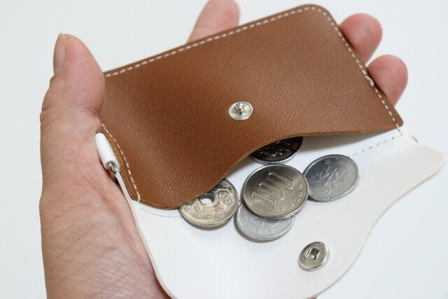 ダイソー レザー調キーホルダー付カードケース 使用例 小銭