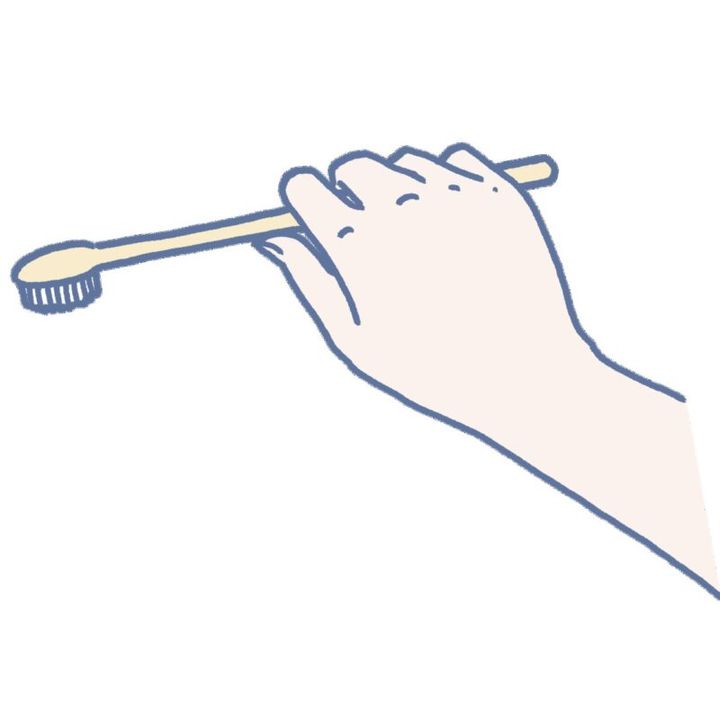 歯ブラシの持ち方。パームグリップ。